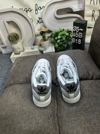 Adidas Superstar Crystal-Embellished Silver and Black Lifestyle Sneakers 8
