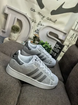 Adidas Superstar Crystal-Embellished Silver and Black Lifestyle Sneakers 9