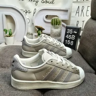 Adidas Superstar Light Gray Leather Lifestyle Sneakers