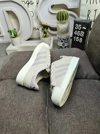 Adidas Superstar Light Gray Leather Lifestyle Sneakers 6