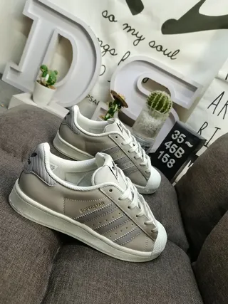 Adidas Superstar Light Gray Leather Lifestyle Sneakers 9