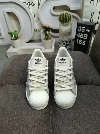 Adidas Superstar Light Gray Leather Lifestyle Sneakers 10