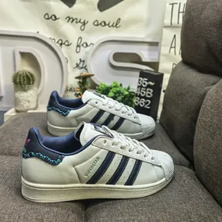 Adidas Superstar Off-White and Navy Lifestyle Sneakers