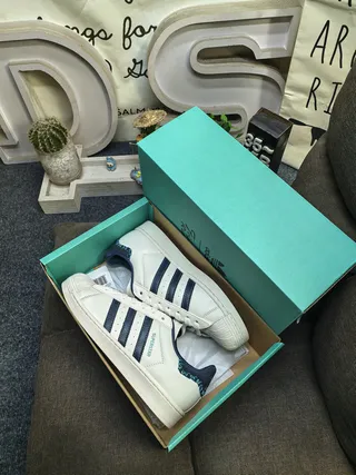 Adidas Superstar Off-White and Navy Lifestyle Sneakers 3