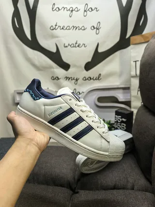 Adidas Superstar Off-White and Navy Lifestyle Sneakers 6