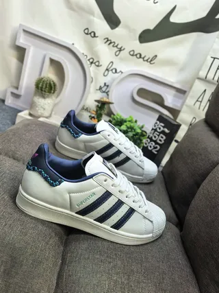 Adidas Superstar Off-White and Navy Lifestyle Sneakers 9