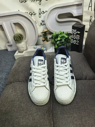 Adidas Superstar Off-White and Navy Lifestyle Sneakers 10