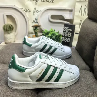 Adidas Superstar White and Green Lifestyle Sneakers