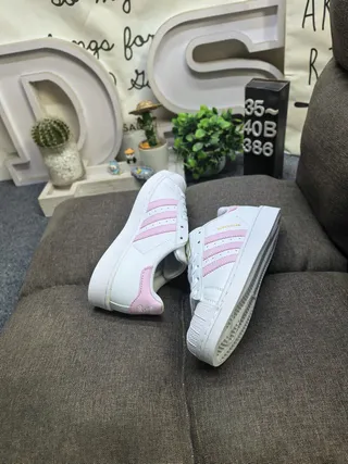 Adidas Superstar White and Pink Lifestyle Sneakers 6
