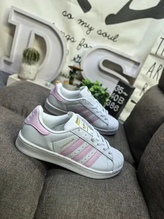 Adidas Superstar White and Pink Lifestyle Sneakers 9