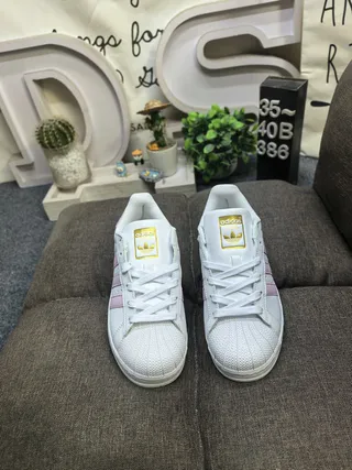 Adidas Superstar White and Pink Lifestyle Sneakers 10