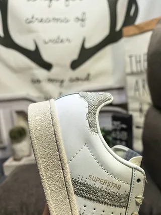 Adidas Superstar White and Silver Textured Stripes Lifestyle Sneakers 3