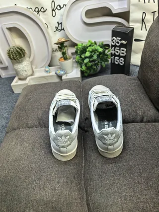 Adidas Superstar White and Silver Textured Stripes Lifestyle Sneakers 8