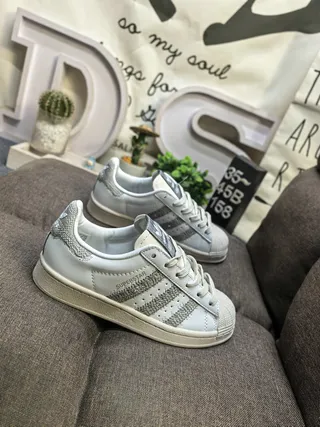 Adidas Superstar White and Silver Textured Stripes Lifestyle Sneakers 9