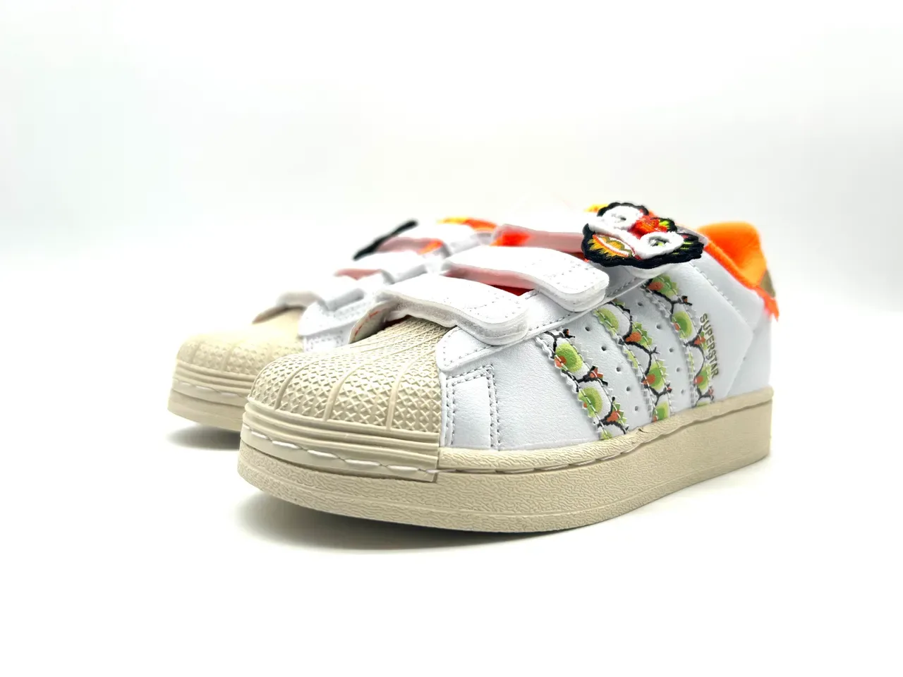 Adidas Superstar White Beige Orange Green Kids Lifestyle Sneakers 3