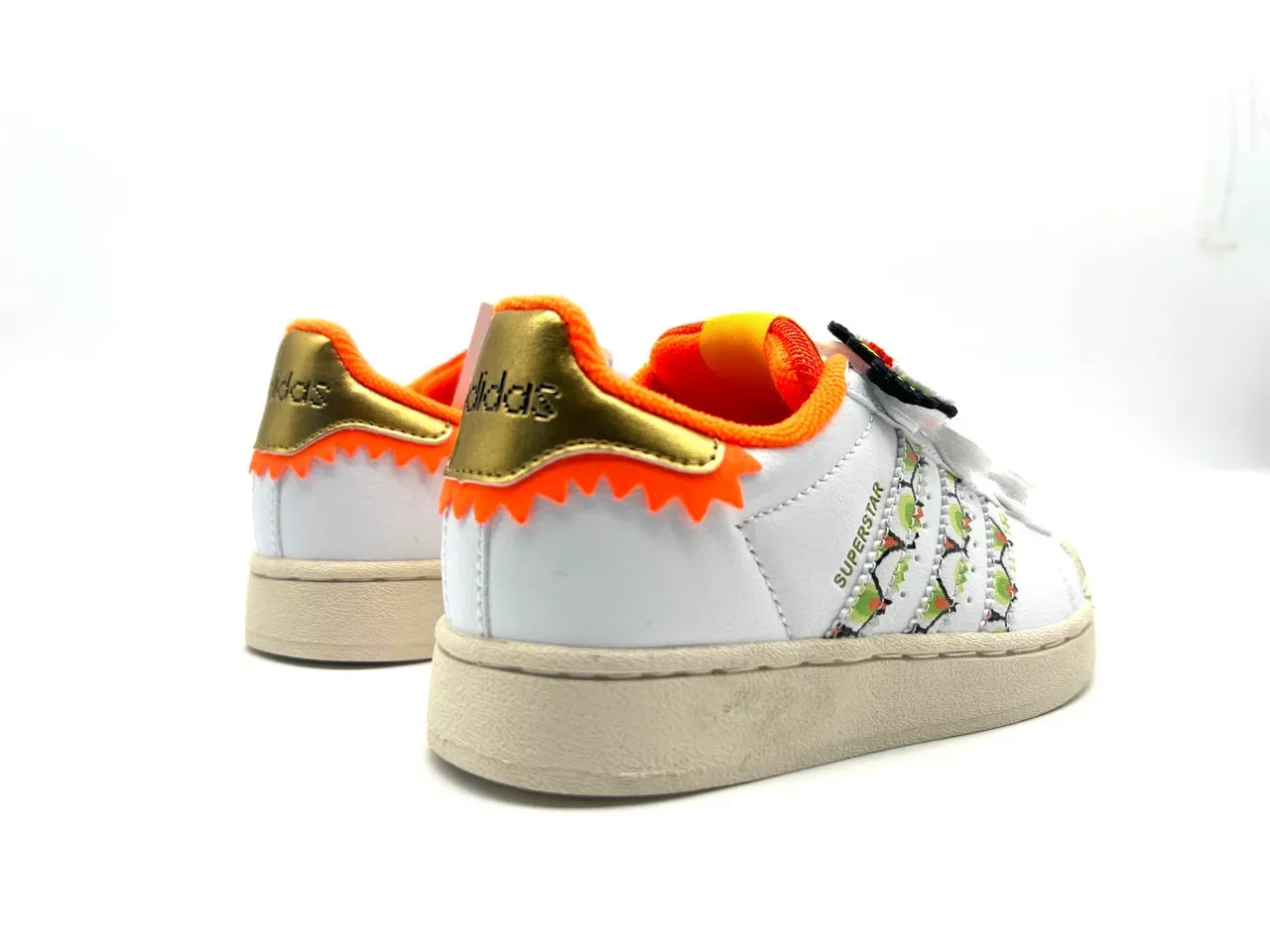 Adidas Superstar White Beige Orange Green Kids Lifestyle Sneakers 5