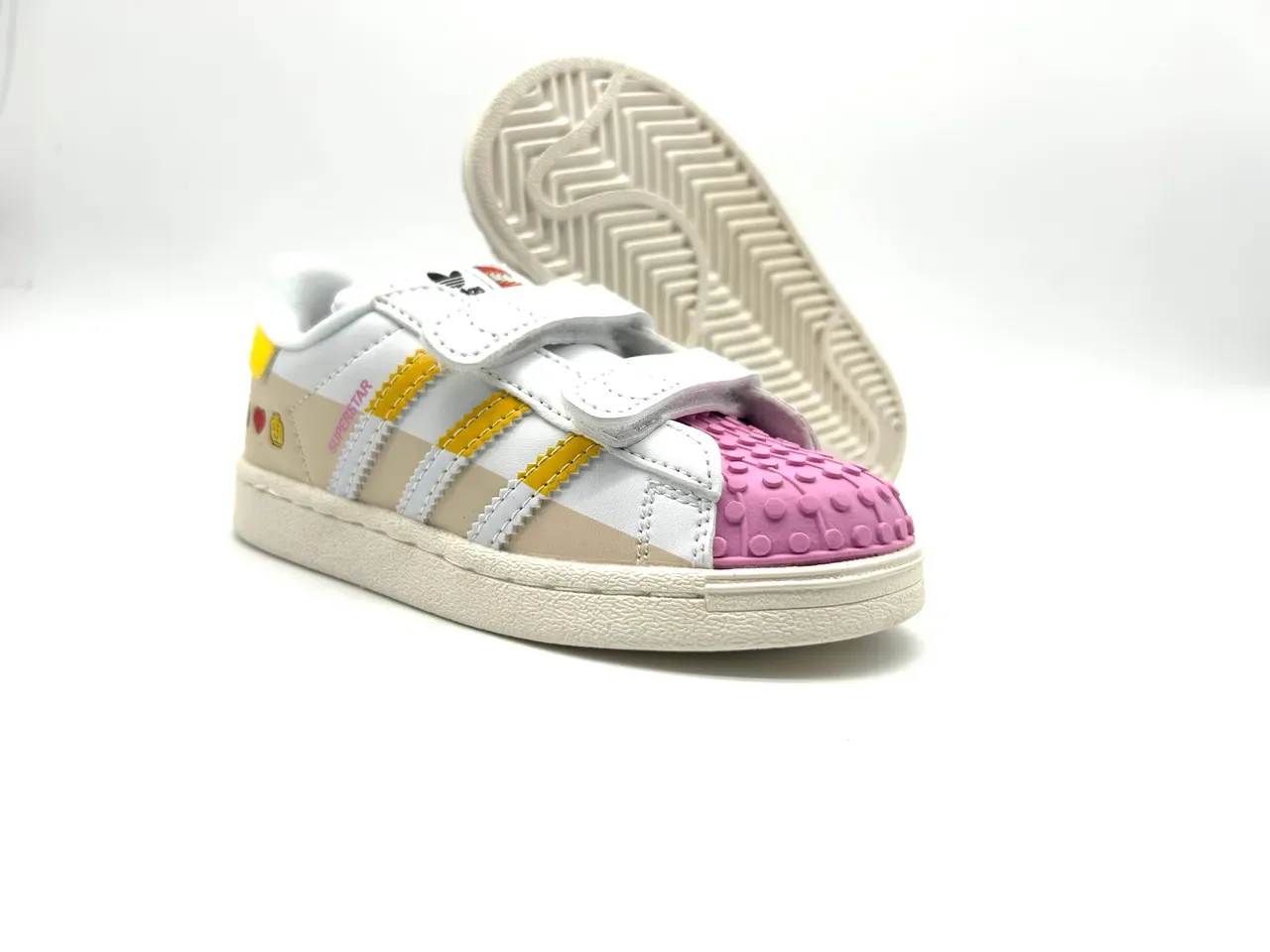 Adidas Superstar White Beige Orange Green Kids Lifestyle Sneakers 22