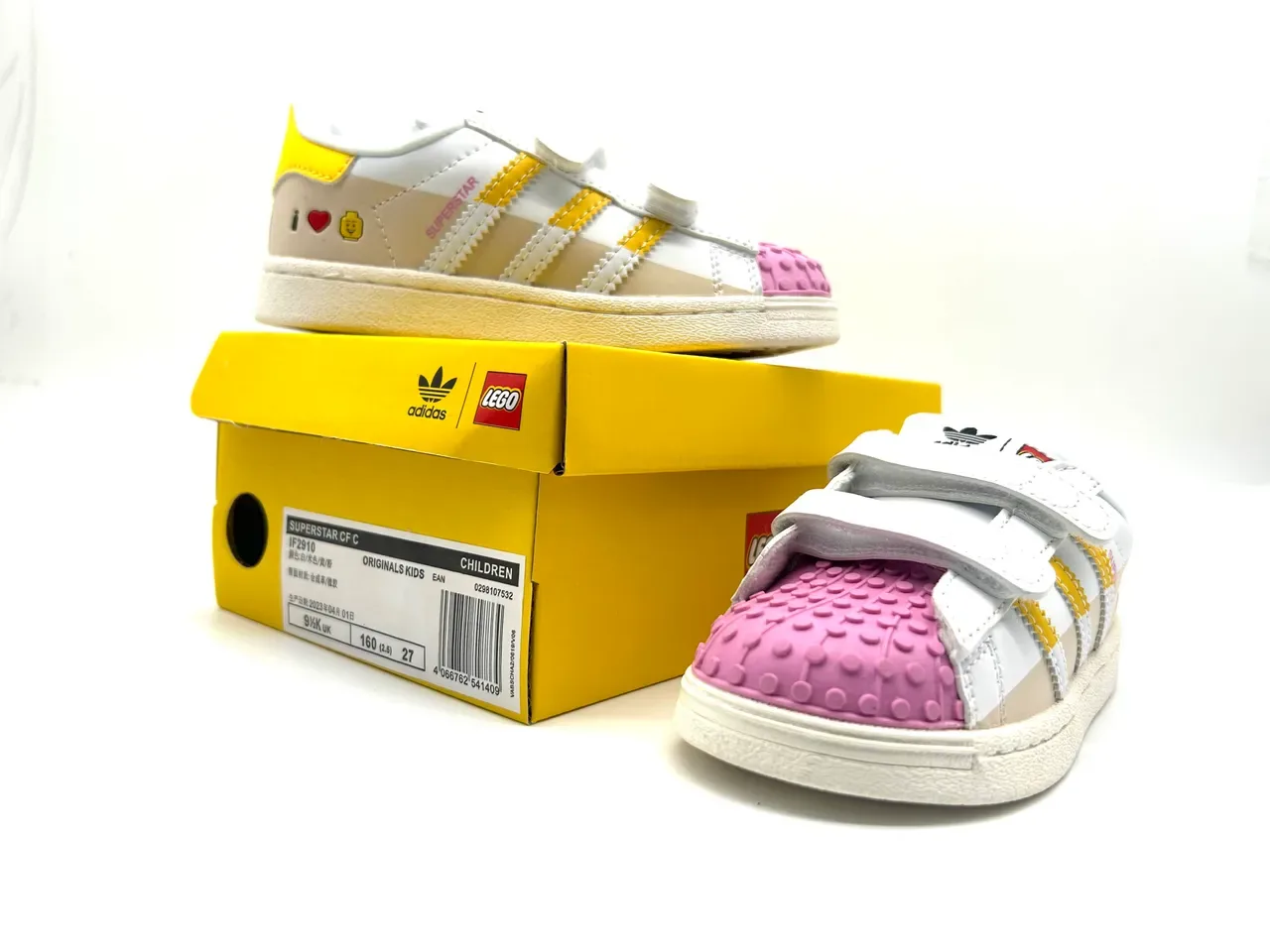 Adidas Superstar White Beige Orange Green Kids Lifestyle Sneakers 24