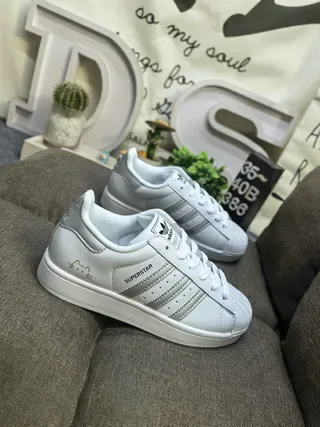 Adidas Superstar White Silver Shell-Toe Leather Upper Lifestyle Sneakers 9