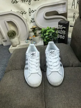Adidas Superstar White Silver Shell-Toe Leather Upper Lifestyle Sneakers 10