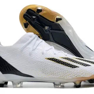 Adidas White Black Knit Upper Molded FG Studs Firm-Ground Soccer Shoes