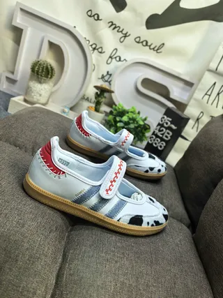 Adidas White Black Laceless Cow-Print Accent Mary Jane Shoes 9