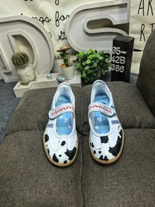 Adidas White Black Laceless Cow-Print Accent Mary Jane Shoes 10