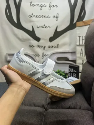 Adidas White Black Laceless Velcro Strap Three-Stripe Side Panel Lifestyle Sneakers 15