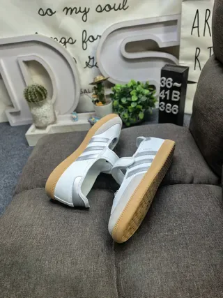 Adidas White Black Laceless Velcro Strap Three-Stripe Side Panel Lifestyle Sneakers 16