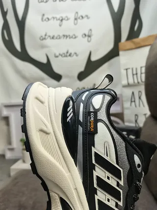 Adidas White Black Platform Sole Asymmetric Three-Stripe Overlay Chunky Sneakers 3
