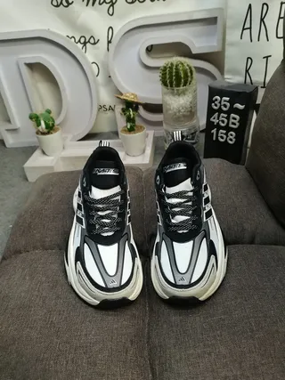 Adidas White Black Platform Sole Asymmetric Three-Stripe Overlay Chunky Sneakers 10