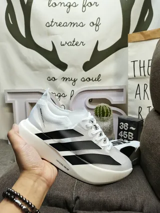 Adidas White Black Streamlined Silhouette Translucent Heel Overlay Lifestyle Sneakers 5