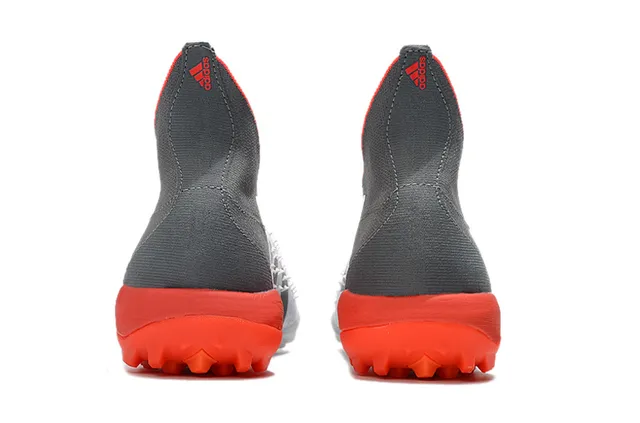 Adidas Branco Cinza Baixo Corte Colar Ajuste a Meia Tela Sintético Texturizado Superior Sapatos de Futebol para Grama 4
