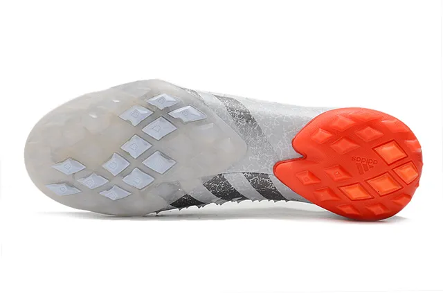 Adidas Branco Cinza Baixo Corte Colar Ajuste a Meia Tela Sintético Texturizado Superior Sapatos de Futebol para Grama 6