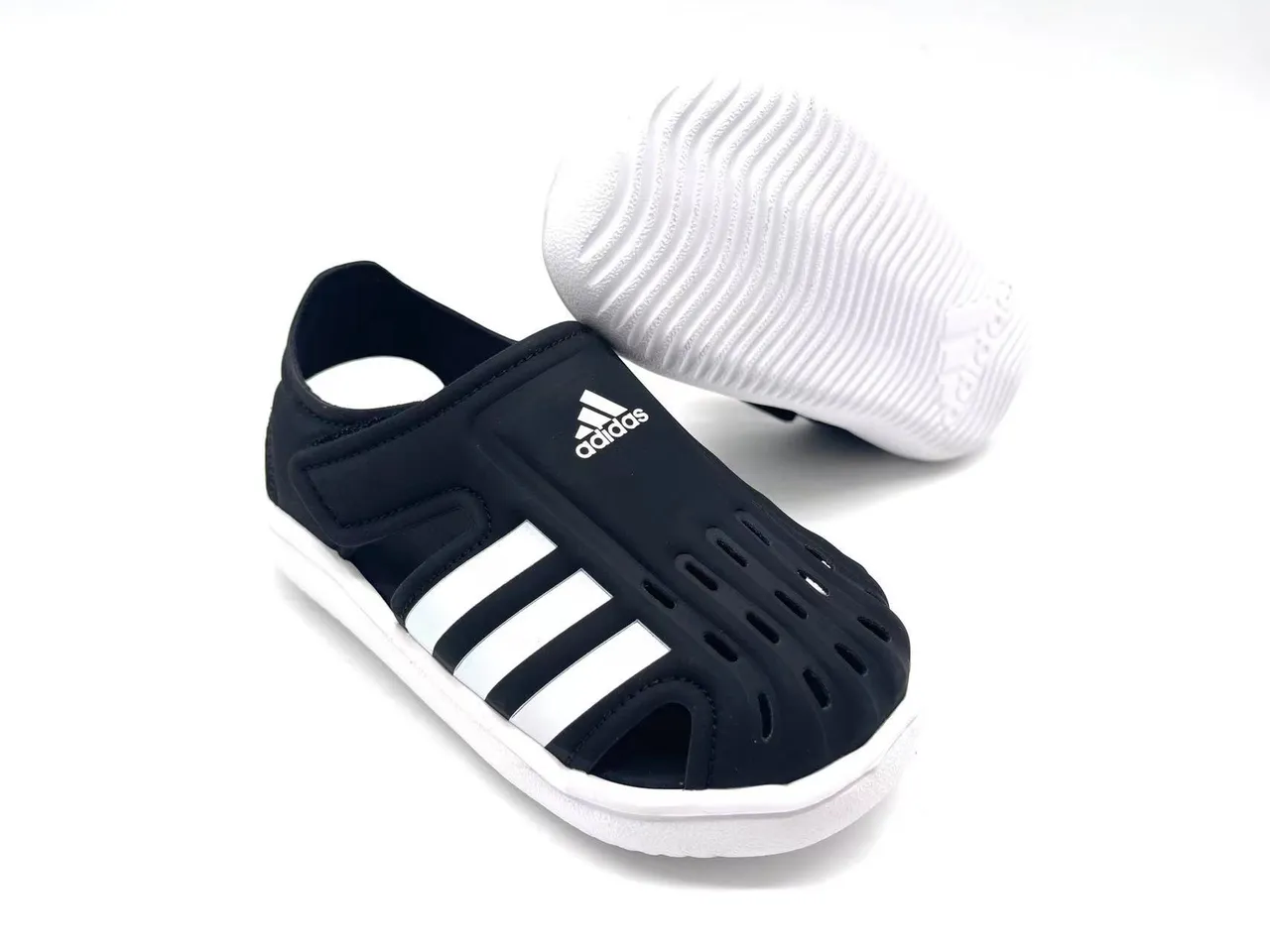 Adidas Blanc Rose Perforé Synthétique Supérieur Three-Stripe T-Strap Sandales Casual 17
