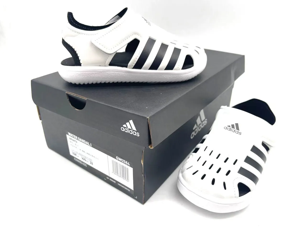 Adidas Blanc Rose Perforé Synthétique Supérieur Three-Stripe T-Strap Sandales Casual 20