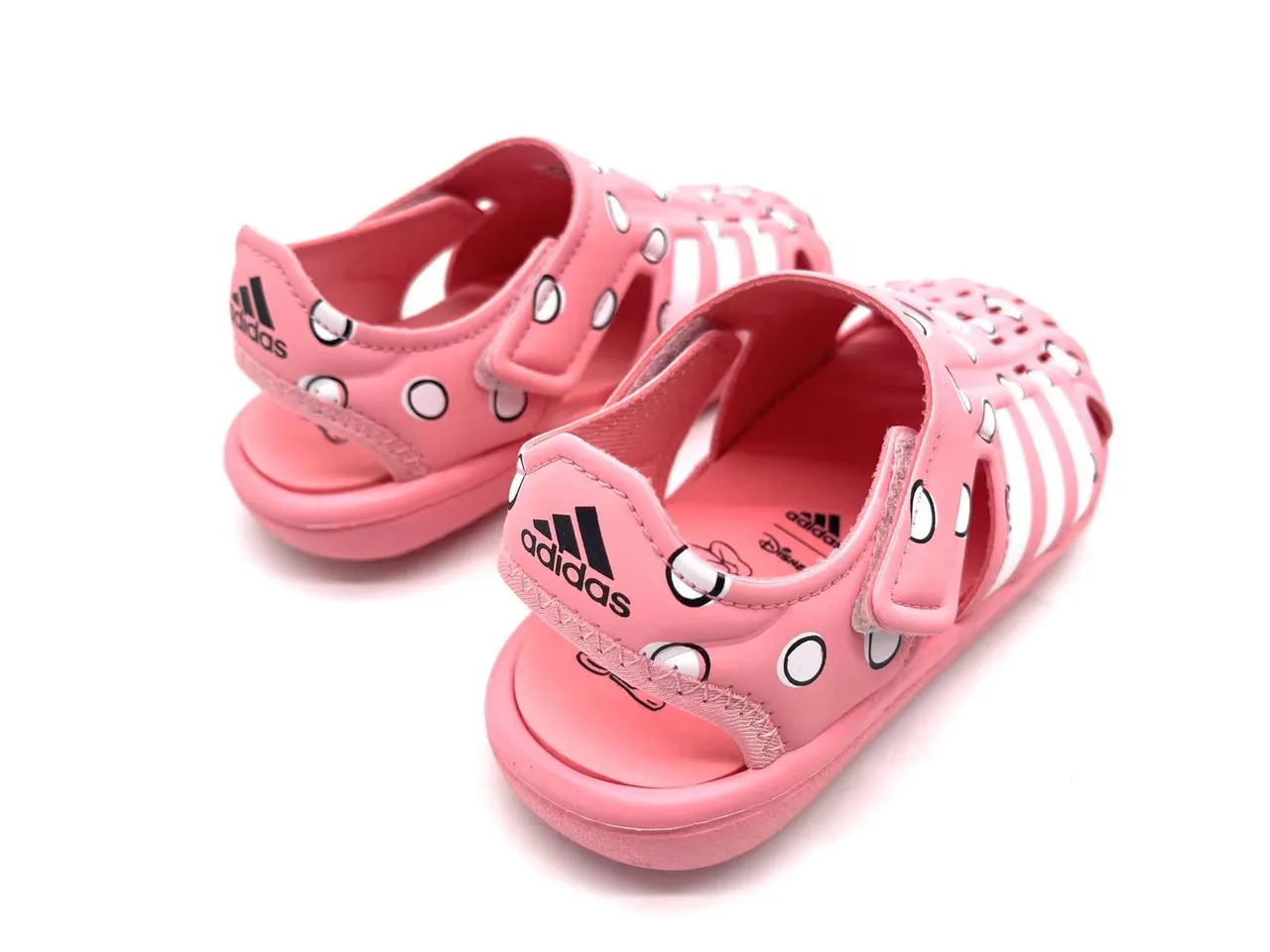 Adidas Blanc Rose Perforé Synthétique Supérieur Three-Stripe T-Strap Sandales Casual 24
