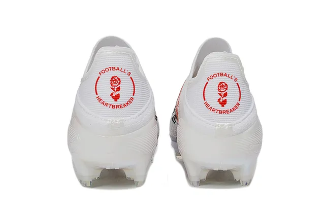 Adidas White Red Laceless Sock-Fit Upper Translucent Iridescent Soleplate Firm-Ground Soccer Shoes 4