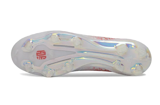 Adidas White Red Laceless Sock-Fit Upper Translucent Iridescent Soleplate Firm-Ground Soccer Shoes 6
