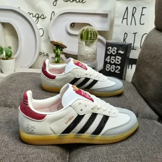 Adidas White Red Low-Top Leather Upper Lifestyle Sneakers
