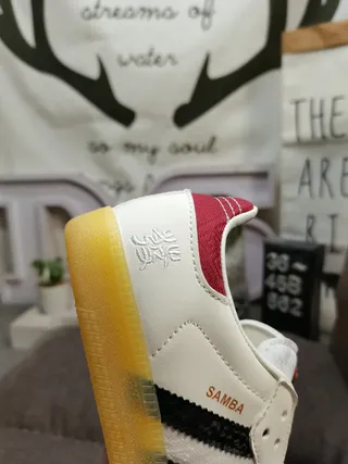 Adidas White Red Low-Top Leather Upper Lifestyle Sneakers 3