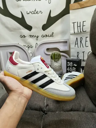 Adidas White Red Low-Top Leather Upper Lifestyle Sneakers 5
