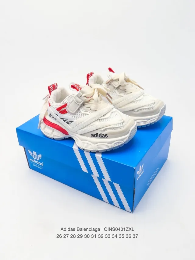 Adidas White Red Platform Sole Mesh And Synthetic Overlay Upper Chunky Sneakers 12