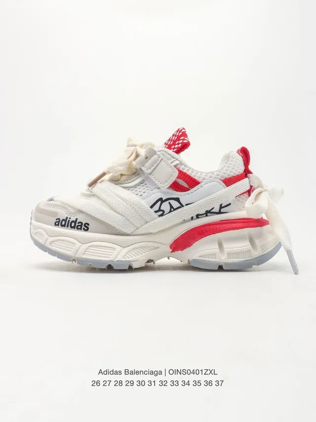 Adidas White Red Platform Sole Mesh And Synthetic Overlay Upper Chunky Sneakers 13