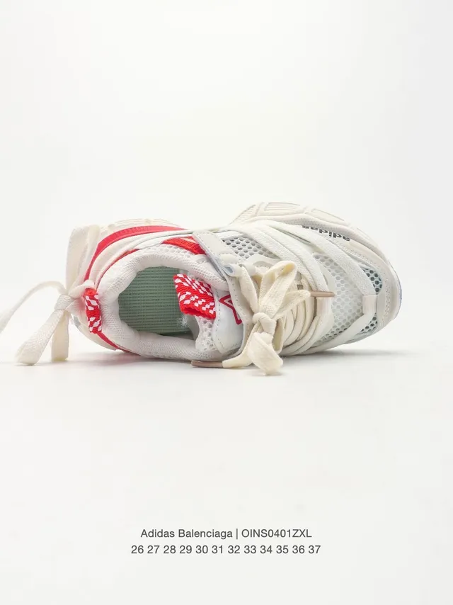 Adidas White Red Platform Sole Mesh And Synthetic Overlay Upper Chunky Sneakers 14