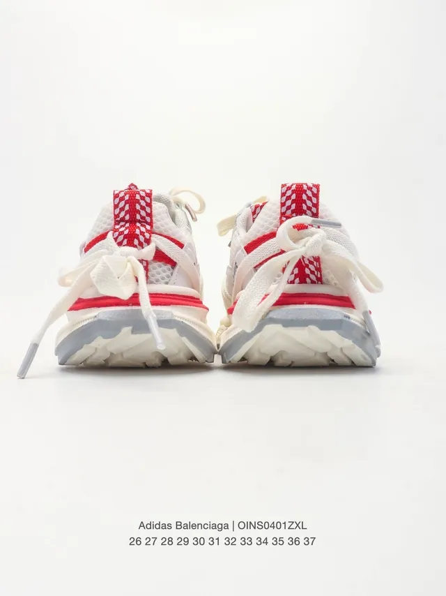 Adidas White Red Platform Sole Mesh And Synthetic Overlay Upper Chunky Sneakers 18