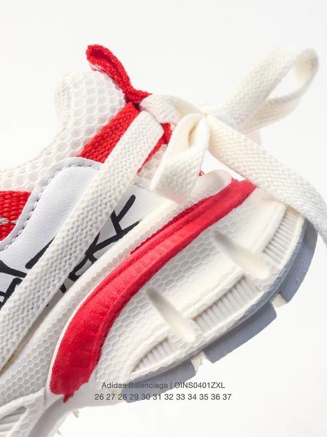 Adidas White Red Platform Sole Mesh And Synthetic Overlay Upper Chunky Sneakers 19