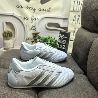 Adidas White Silver Quilted Upper Three-Stripe Side Panel Lifestyle Sneakers