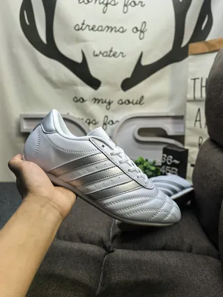 Adidas White Silver Quilted Upper Three-Stripe Side Panel Lifestyle Sneakers 5