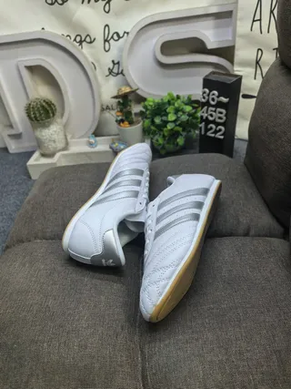 Adidas White Silver Quilted Upper Three-Stripe Side Panel Lifestyle Sneakers 6